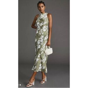 Reformation Maxi Dress Womens 10 Casette Linen
Open Back Green White Floral